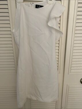 NWOT ! Lulus! White Ruffle Sleeve Shift Dress